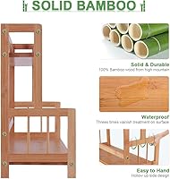 Vista 4 de Organizador de encimera de cocina, estante de especias de bambú, organizador de estación de café, estante de encimera, soporte de almacenamiento