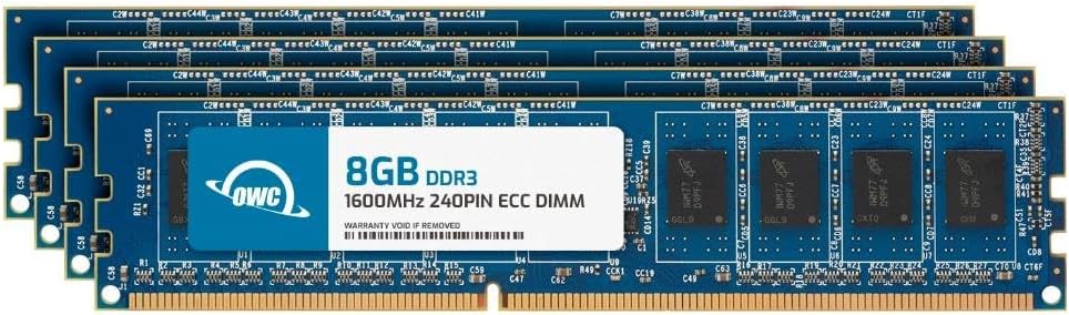 OWC 32GB (4x8GB) DDR3 1600 PC3-12800 CL11 2Rx8 240-pin 1.5V ECC Unbuffered UDIMM Memory RAM Module Upgrade Kit for Select Desktops, Workstations, or Servers
