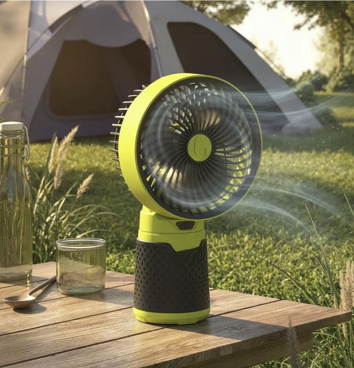 Artikaa Campa - Kit modulare portatile 4 in 1 per esterni, ventilatore da campeggio, lanterna a LED, torcia elettrica e insetticida UV NAEM