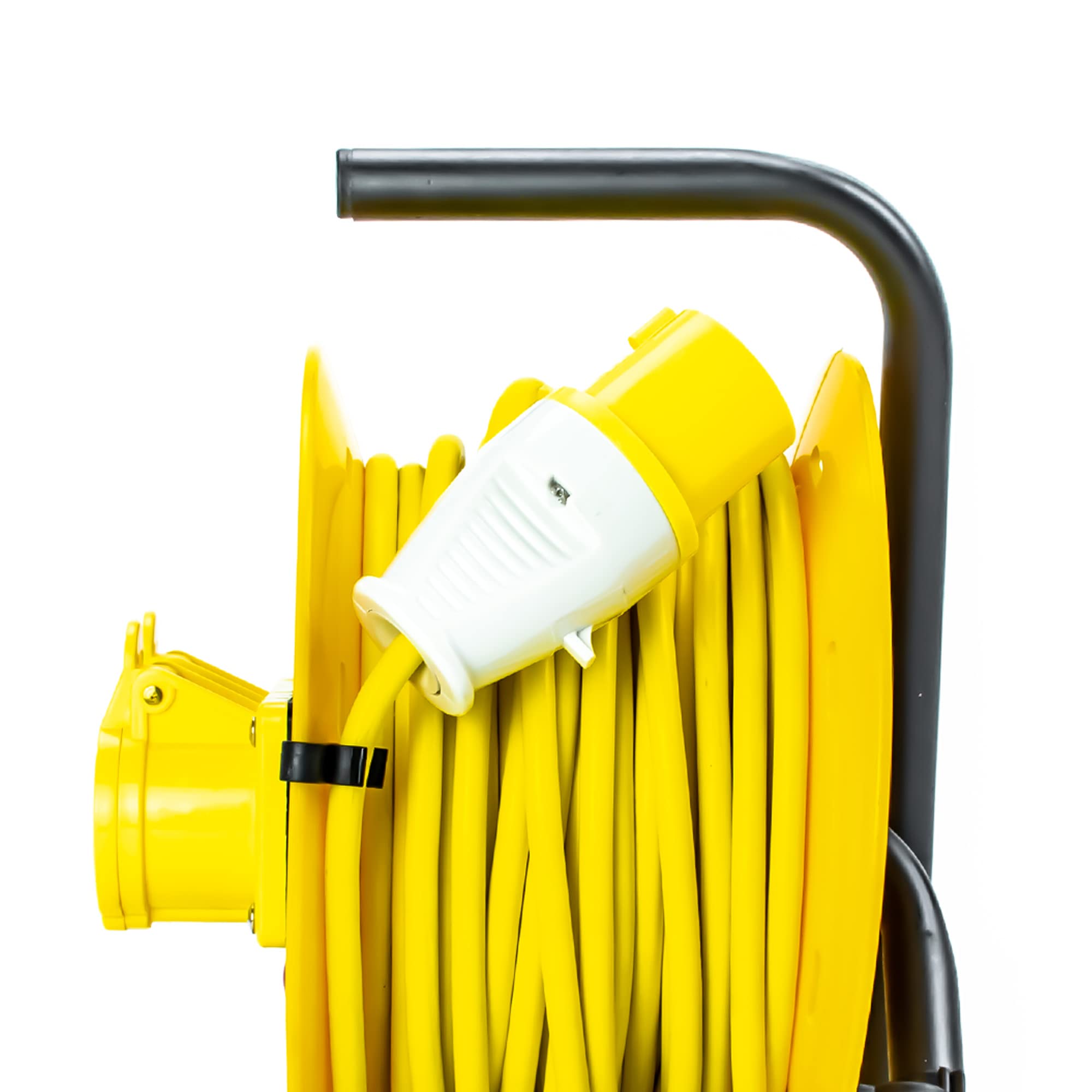 STATUS 2 Socket Cable Reel | 25m Yellow Extension Lead | 16A 110V with Thermal Cut Out | Heavy Duty Outdoor Extension Lead | S25M-110VOLT-CR1