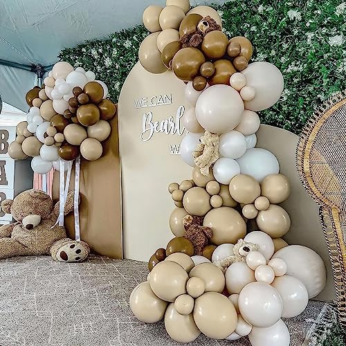 Image of PartyWoo Brown Balloons 100pcs 12 Inch Boho Neutral Coffee Tan Fall Latex Helium Balloons for Wedding Baby Shower Gender Reveal Graduation Safari Woodland Birthday Fall Party Decorations Brown-F09