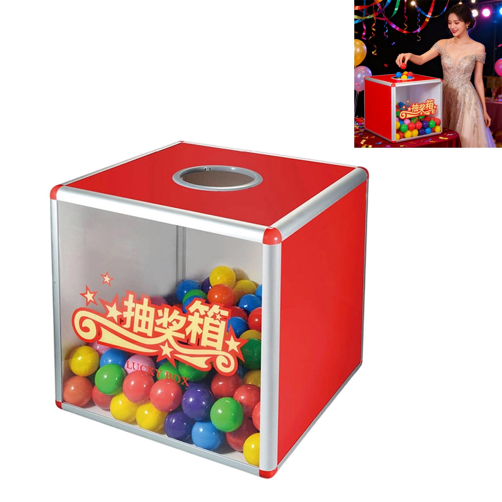Contenitore per estrazione premi, 200 palline multicolori, ideale per matrimoni, feste aziendali e familiari, anniversari, feste e attività