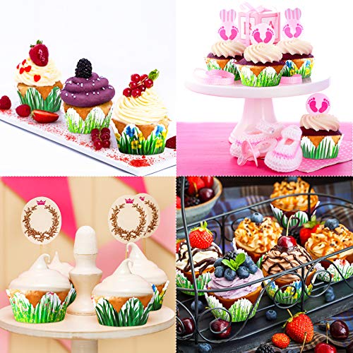 240 Pieces Cupcake Liners Petal Grass Shaped Cupcake Wrappers Grass Flower Cupcake Baking Cups Spring Themed Paper Wraps Muffin Case Trays For Mother's Father's Day, 4 X 2.4 X 2 Inch (Stylish Style) #TOP6