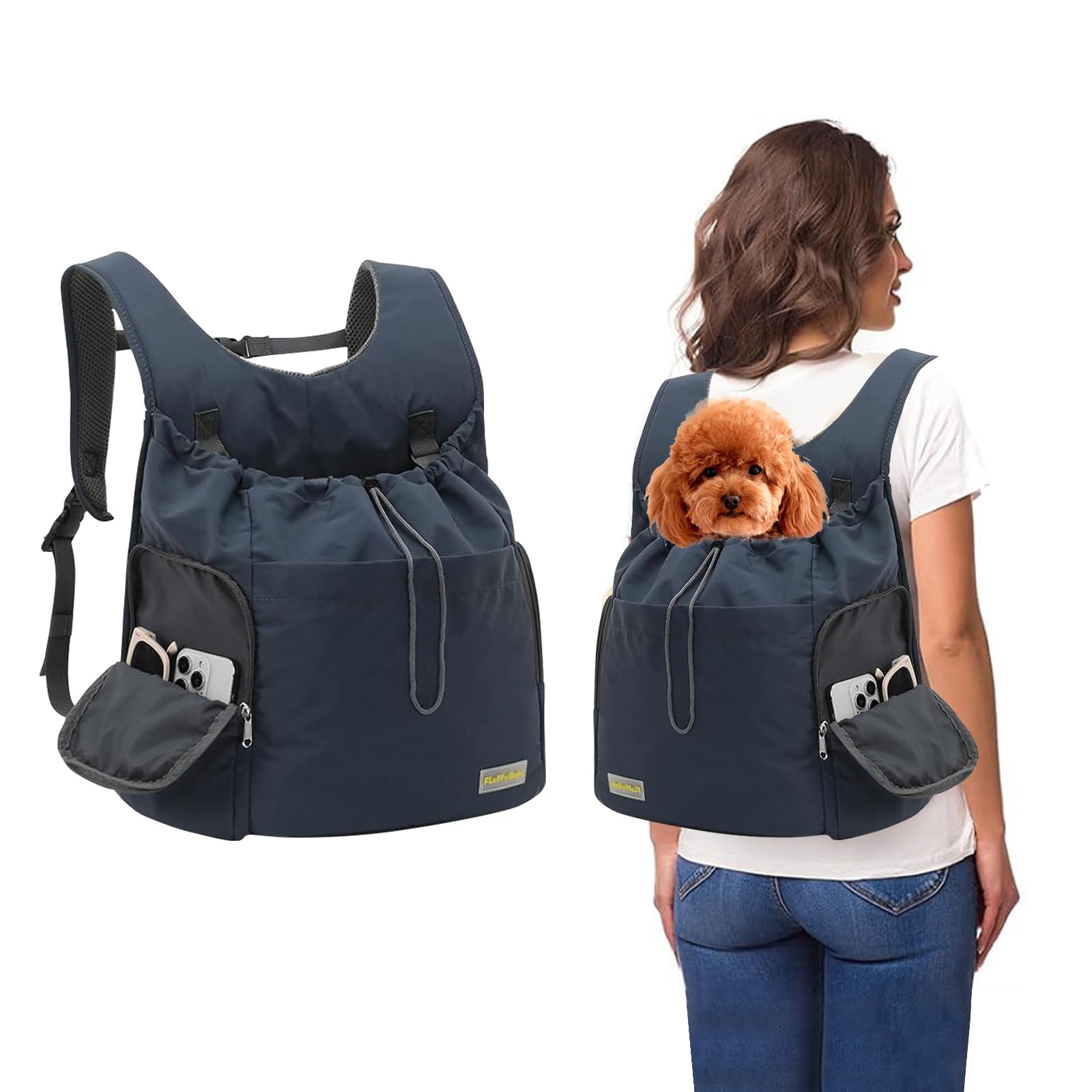 Galatée Sac à Dos Avant pour Chien, Porte-Chien Ventilé Réglable pour Animal De Compagnie, pour Chat, Randonnée, Camping, Voyage, Sac à Dos De Voyage pour Chien en Maille Ventilée(Gris Foncé)