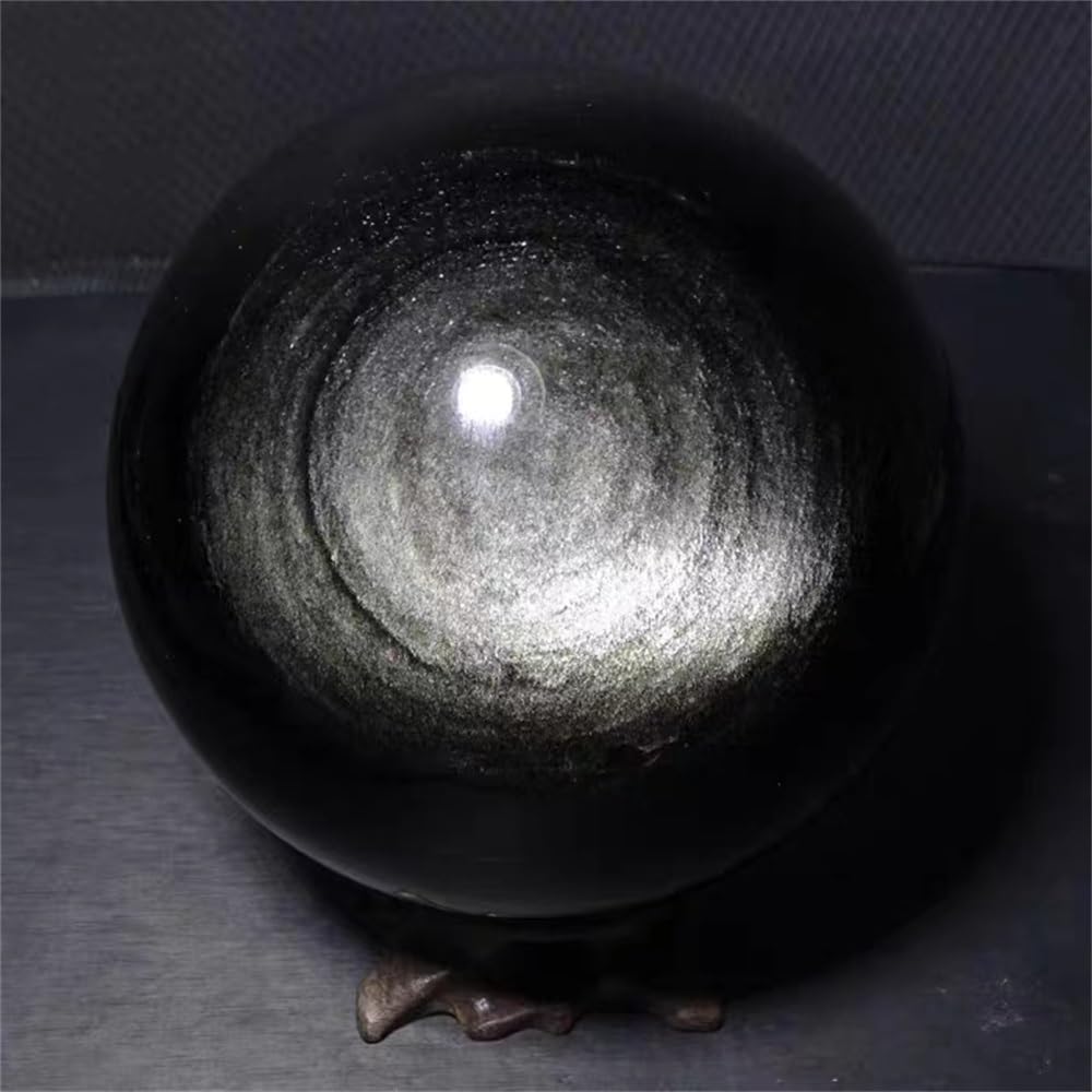 Natürliche Obsidian-Kugel-Quarz-Kristall-Probe, Heimbüro, dekorativer Trommelstein Voller Textur(Size:100-150g)