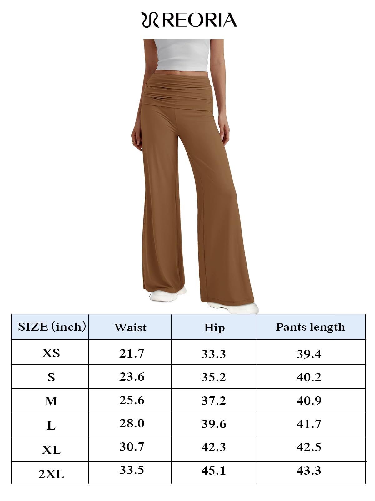 REORIA Leggings da donna, tinta unita, da palestra, da yoga, con gamba larga e elastico in vita, verde, S