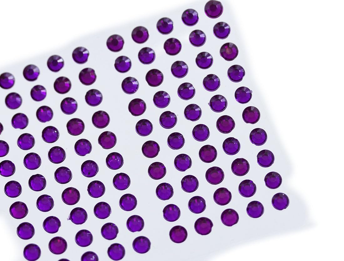Diamantes de imitación acrílicos autoadhesivos de amatista púrpura SS16 de 0.157 in, gemas faciales de plástico para pegar en el c