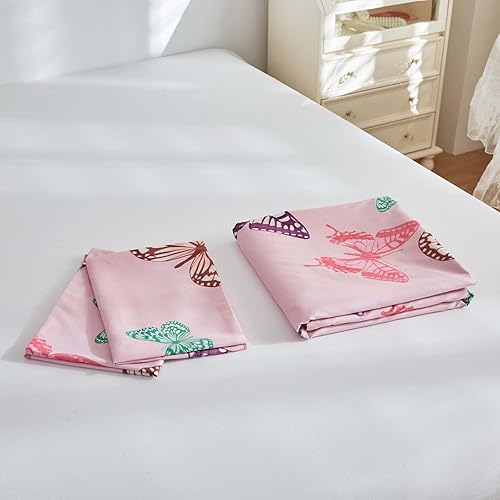 Miniatura 6 de Juego de funda de edredón con diseño de mariposa que brilla en la oscuridad, tamaño individual, 2 piezas para niños y niñas, decoración que brilla