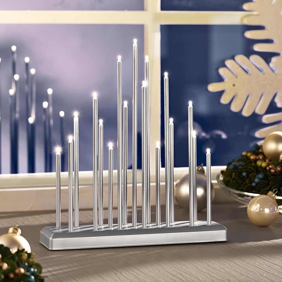 MeLiTec LED Weihnachtsbeleuchtung SL31-1, Chrom-Matt, mit 17...