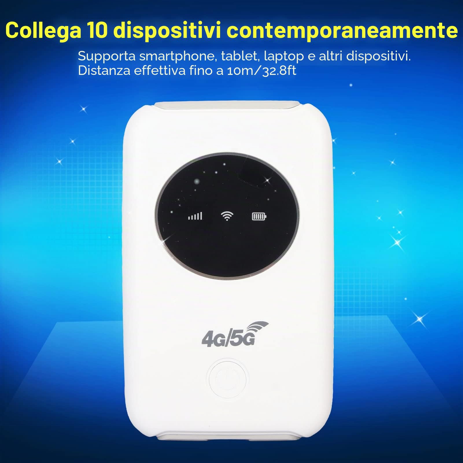 Jectse 4G LTE Modem WiFi USB, Portable Router Sbloccato With SIM Card Slot, 300 Mbps 10 Devices Mini Hotspot Mobile Integrato 3200MAh