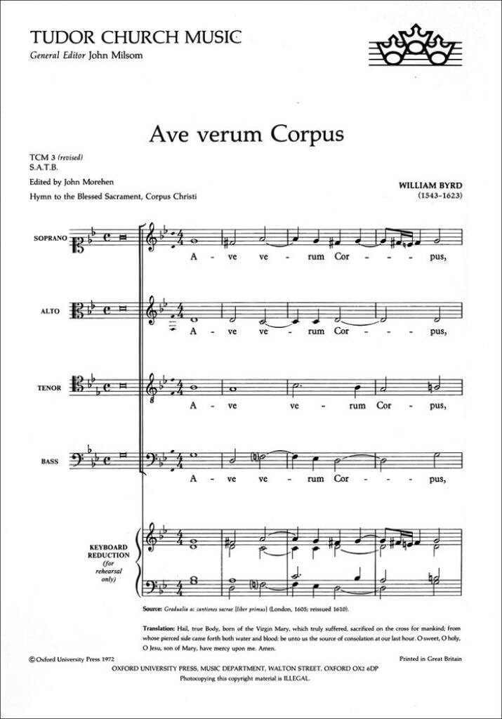 Ave verum Corpus: Vocal score (Tudor Church Music)