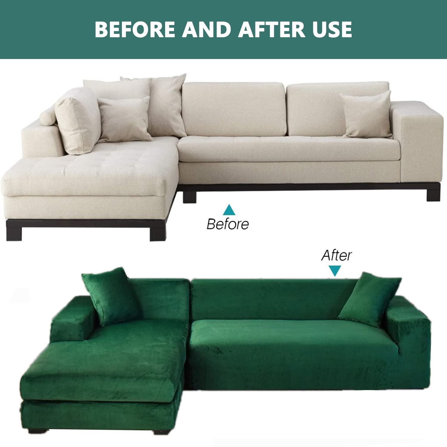Set 2 Fodere Elastiche In Velluto Per Poltrona Wingback | Verde | Protezione Morbida E Antimacchia | Con Fondo Elastico