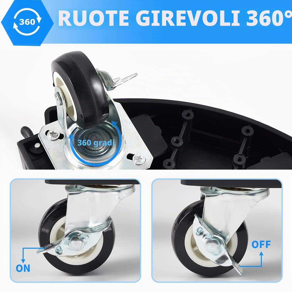 TreeGun Confezione da 2 Sottovaso per Piante con 8 Ruote Bloccabili, Portavasi di Dimensioni Regolabili da 38-58CM, Carrello Portavasi Rotondo capacità di 200KG per Interni ed Esterni