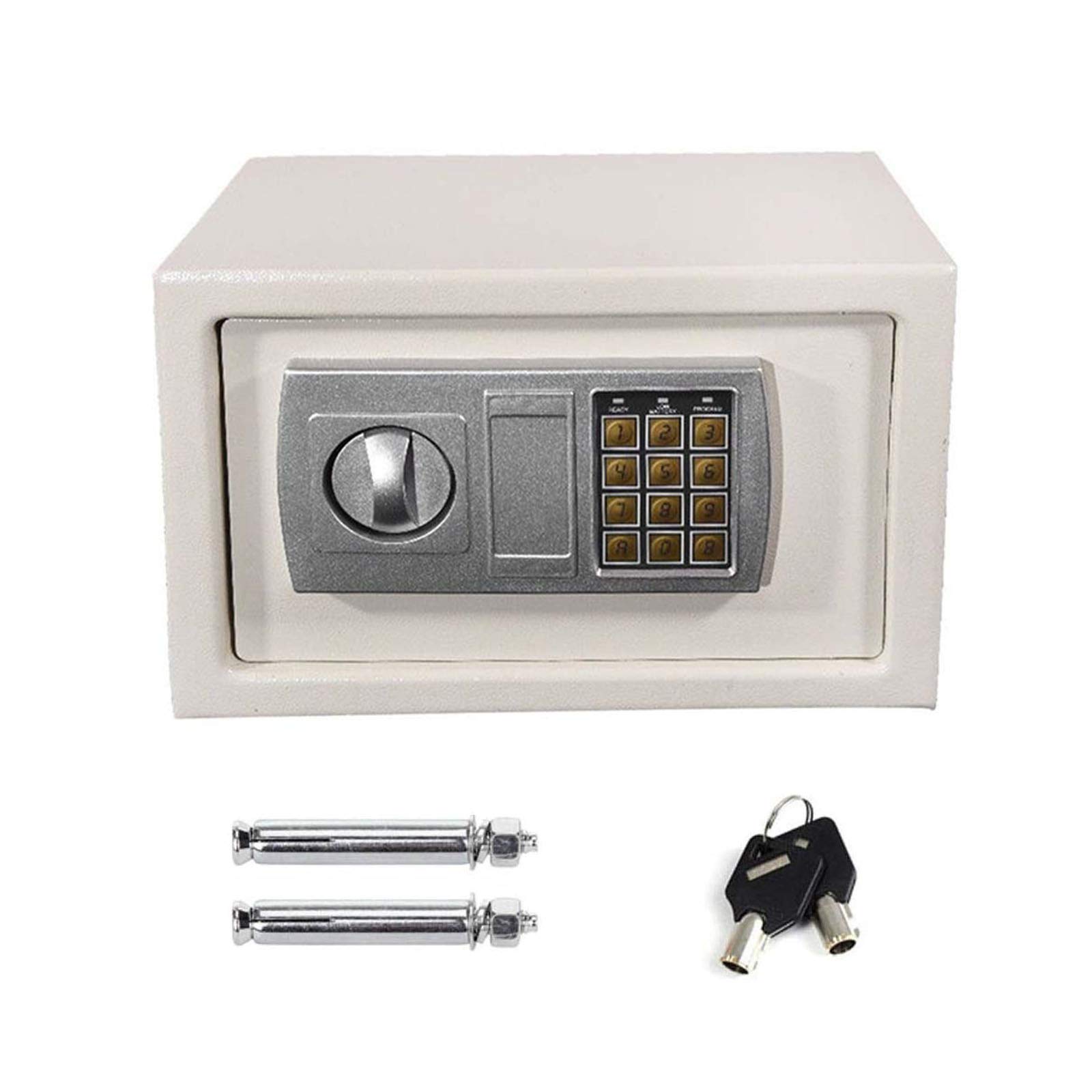 Huini White Digital Safe Key Safe Security Electronic Steel Safety Box Home Office Money Cash Lockable Storage Safe With 2 Emergency Keys, 8.5L
