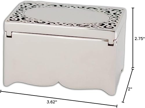 Miniatura 6 de Cherished Moments Joyero rectangular pequeño de Filagree personalizado con nombre grabado personalizado y cruz para regalo de primera comunión, tono