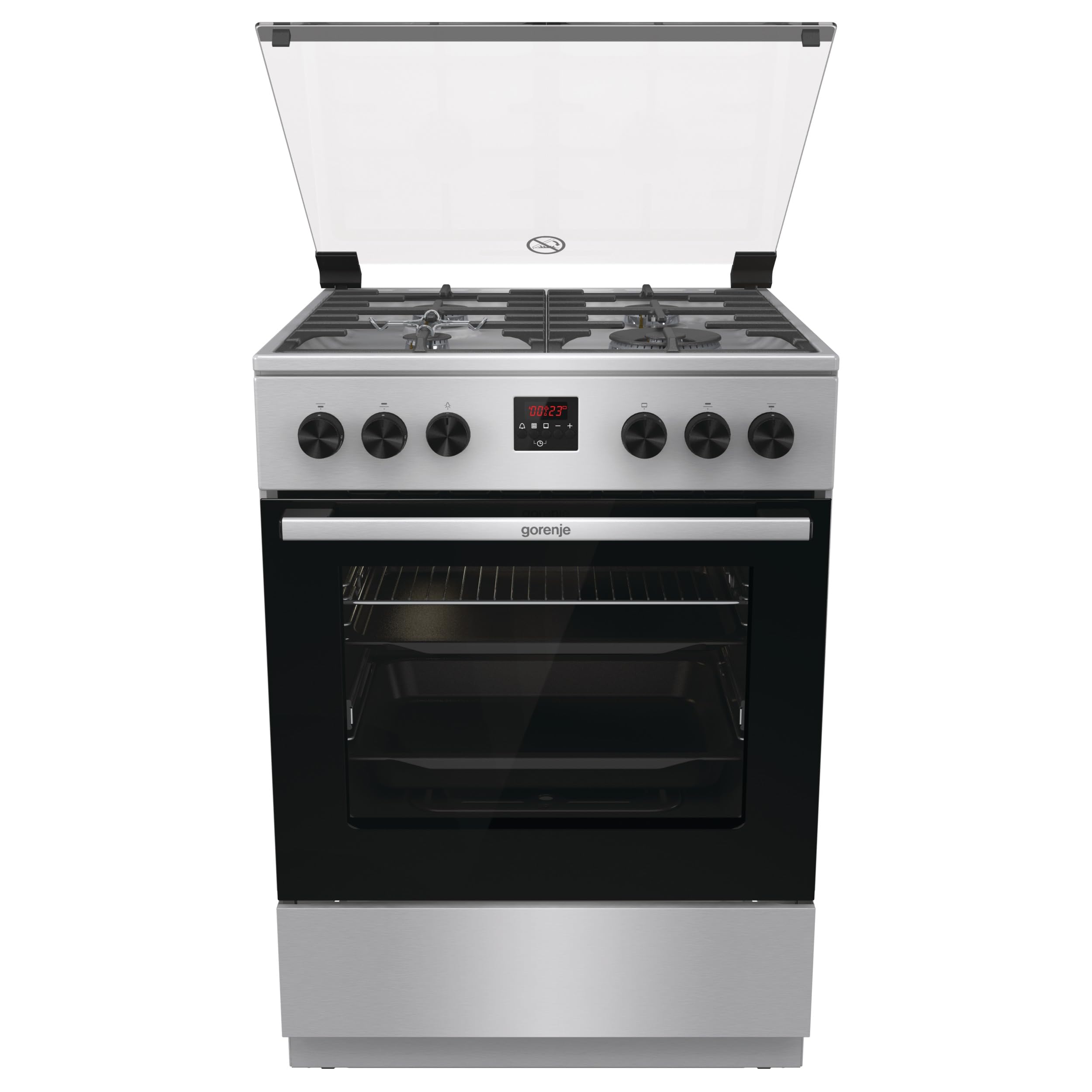 GGI6C21XA, 60 cm Freestanding Gas Cooker, 64 Litres Multifunction Oven, Cast Iron Pan Support, One Hand Ignition, Made in Czech Republic, 1 Year Warranty