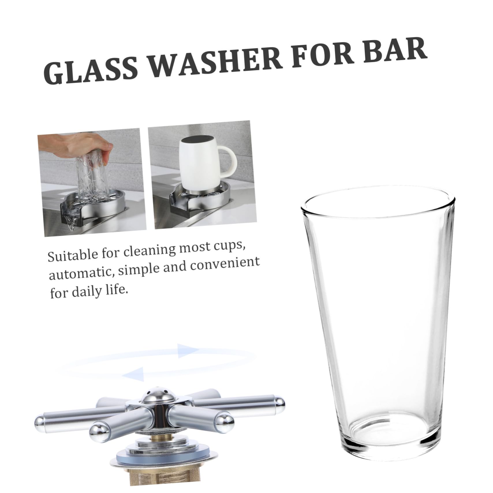 Rince-verres de Bar Automatique en Acier Inoxydable, Nettoyage Rapide