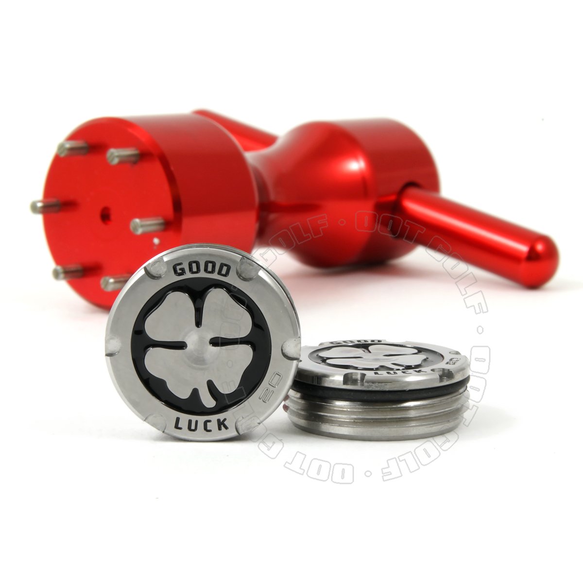 19th Hole Custom Shop 2 of 20g Deluxe Tour Style Weights for Scotty Cameron Putters + Wrench, Lucky Clover, Black (Red)