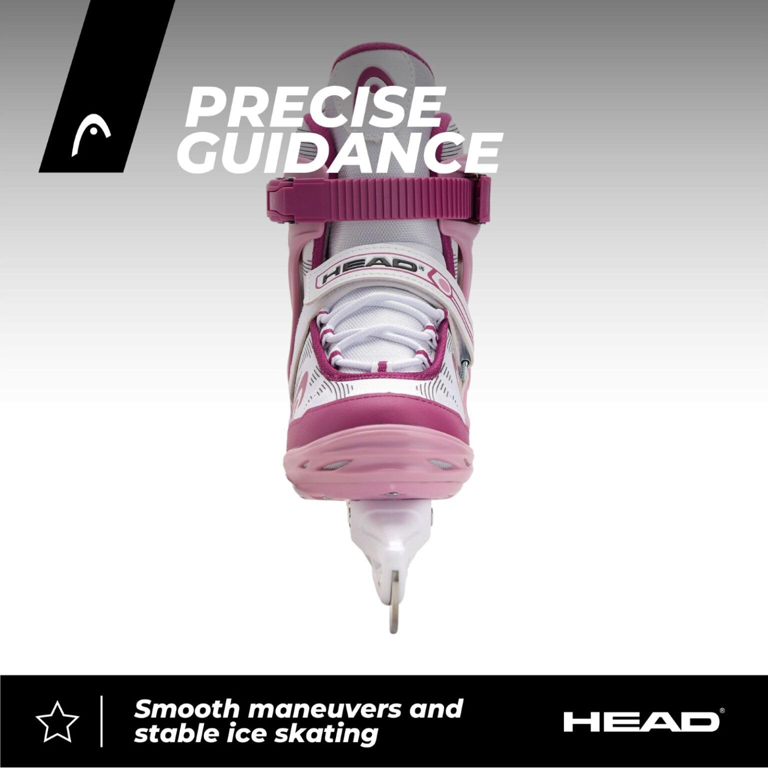 Head Icebreaker Freizeit-Schlittschuhe – für Anfänger und Fortgeschrittene, rostfreie Stahlkufen, Schnallen und Klettverschlüsse (PINK, 39)