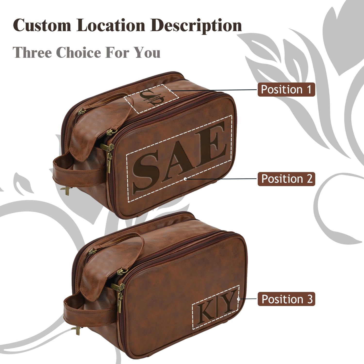 Personalized PU Leather Toiletry Bag for Men, Custom Travel Dopp Kit
