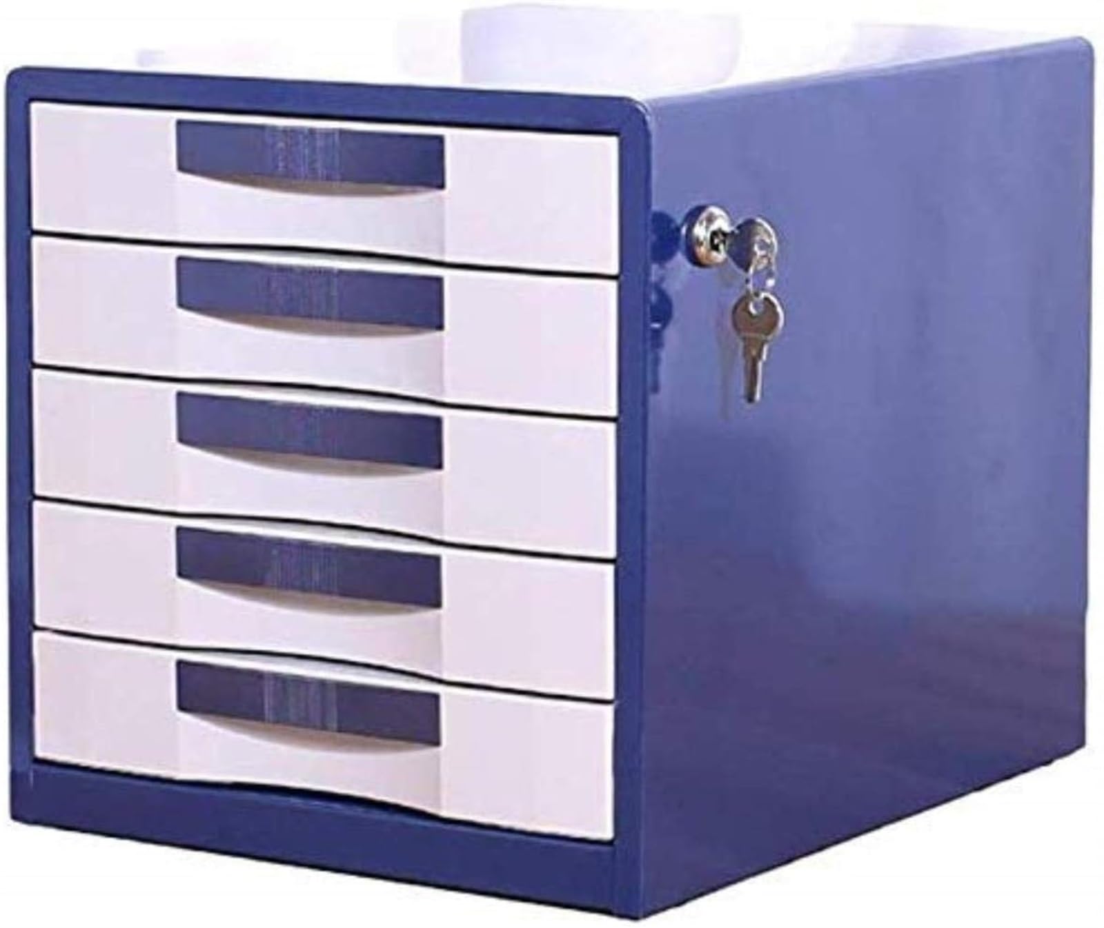 Schedari Piatti 5 Cassetti Innovazione Design Affascinante Blu, Oro File Manager per Ufficio Armadietto Desktop Manager Chiusura A Chiave Mobili per Ufficio Domestico (A)