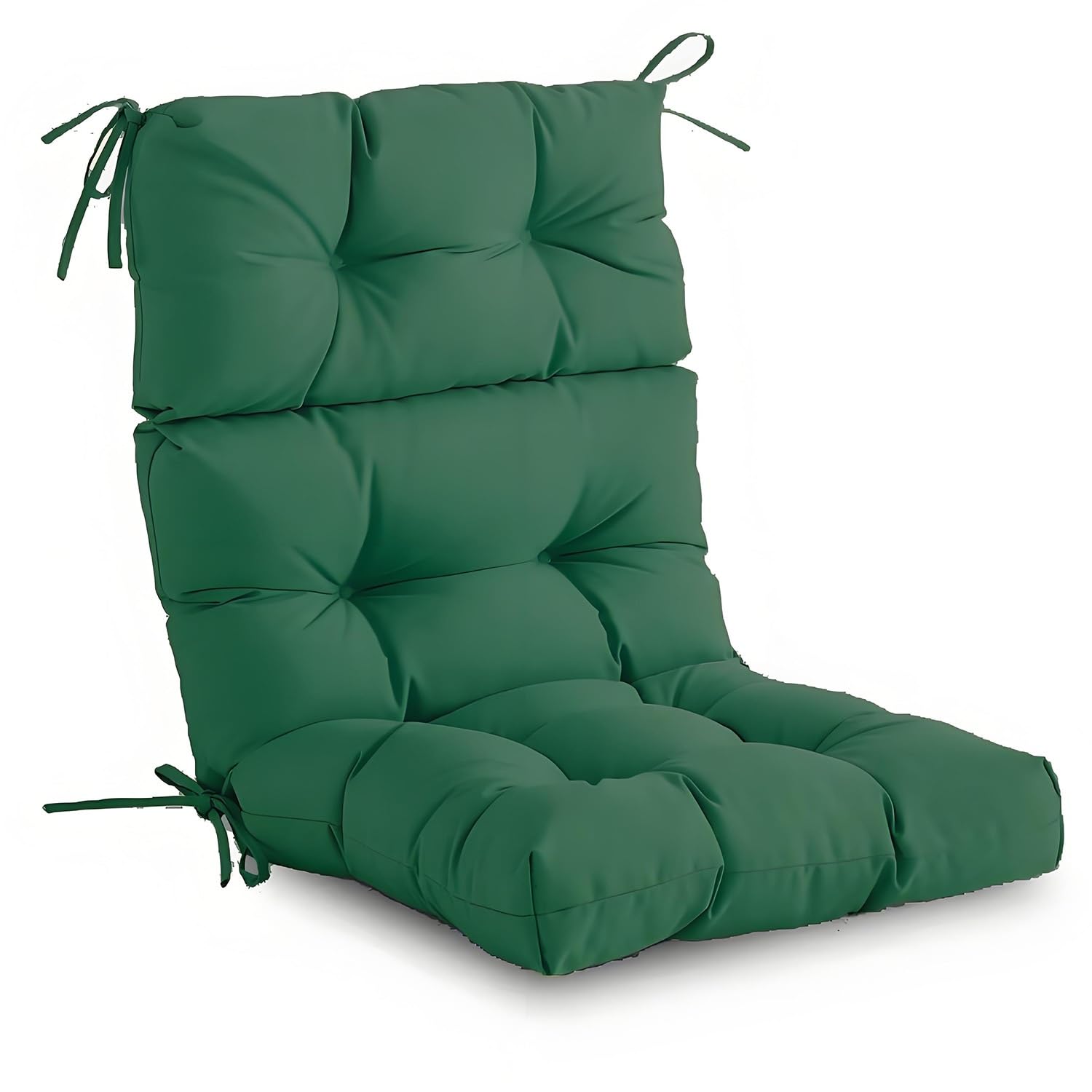 RTSFKFS Chair Seat Cushion Replacement Waterproof, Replacement Thicked Garden Adirondack Chair Cushions with Ties, High Back Rocking Chair Pad for Patio Furniture(Dark Green)