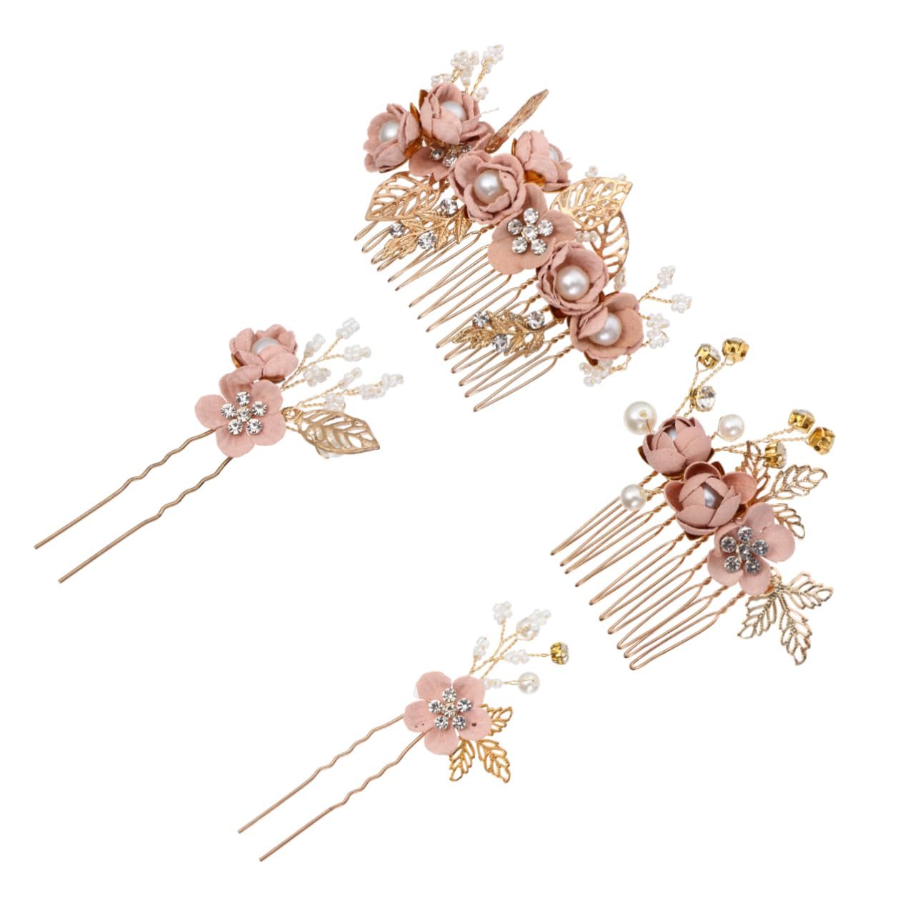 MAGICLULU 8 Stk Blumenkamm-haarnadel-set Haarnadeln Hochzeitshaarspangen Für Bräute Blumendekor Blumenkopfschmuck Haar Klammern Hochzeit Haarkamm Rosa Koreanisch Braut Plastik Einstellen