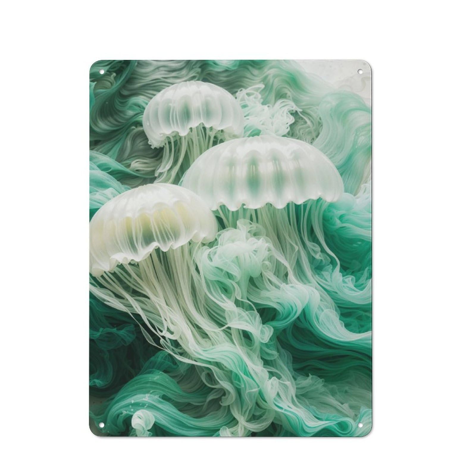 Junmoney Smoky Ethereal Jellyfish For Garden Room Or Summerhouse, Retro Tin Sign 40X30cm, For Garage, Workshop And Man Cave Decoration