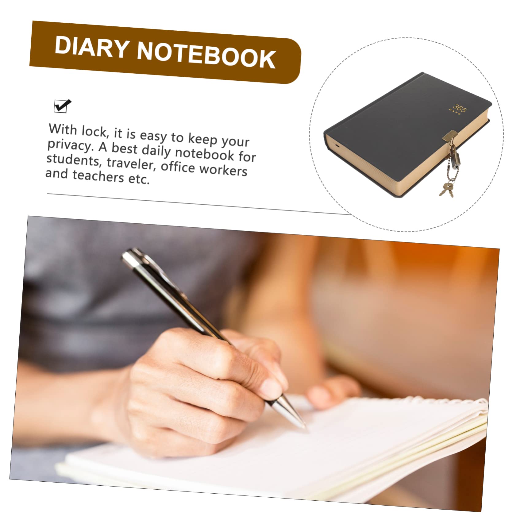 Diario con Lucchetto, Notebook da 365 Giorni, Portatile, Carta, per Scuola e Ufficio, Agenda Personale per Studenti Stili multipli