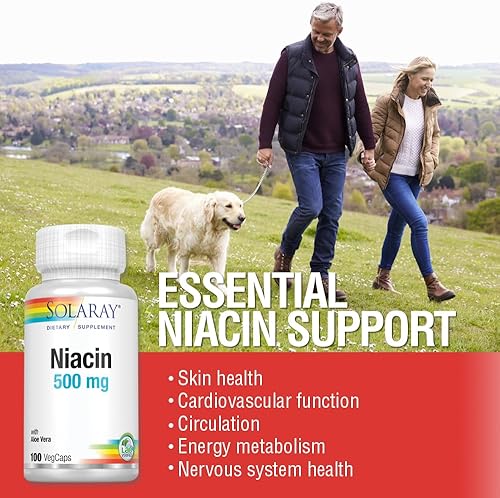 Miniatura 3 de Solaray Niacina 500 mg vitamina B3  Salud de la piel cardiovascular sistema nervioso y apoyo de la circulación  100 unidades