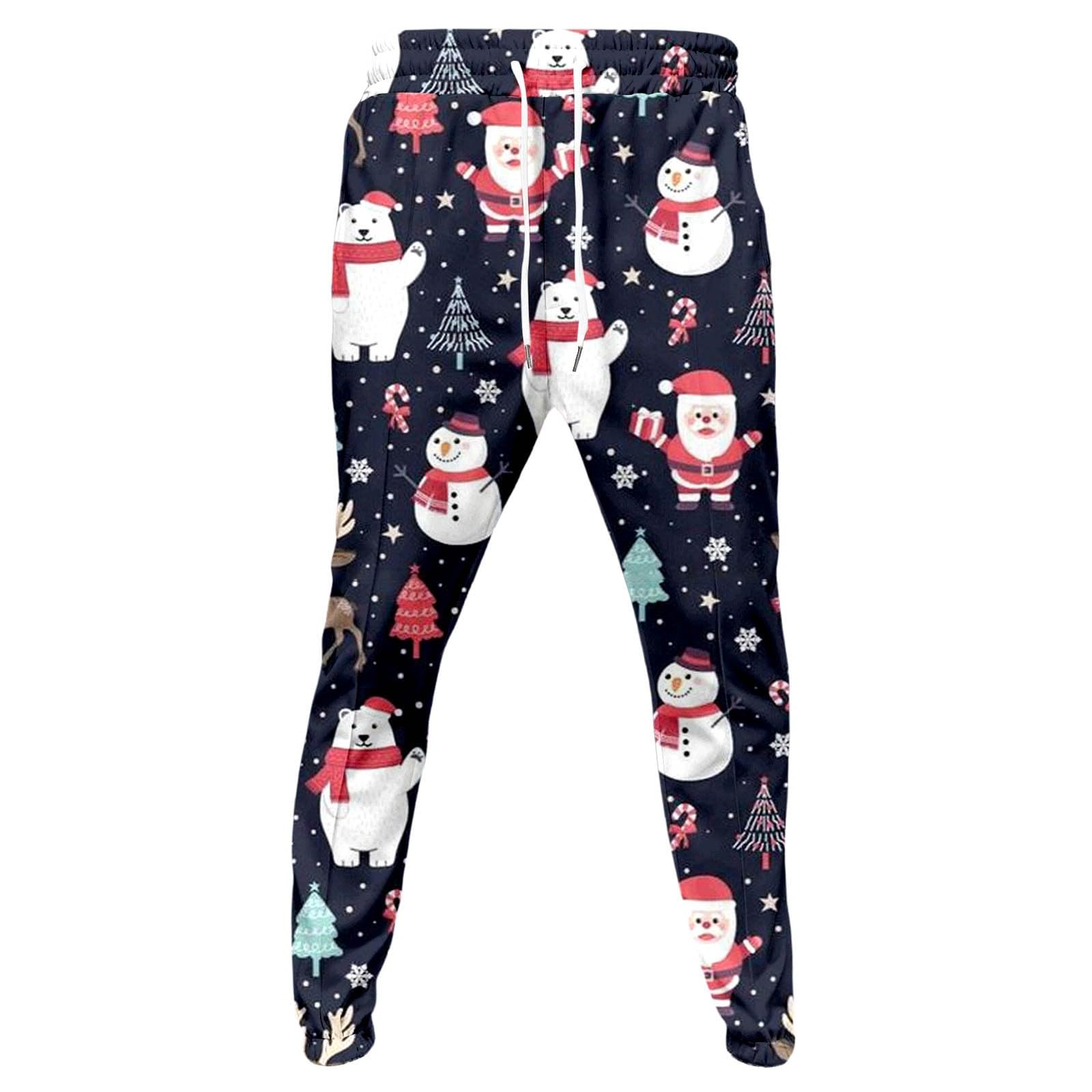 Generisch Tuta natalizia da uomo, per jogging, Natale, set di tute da allenamento, per feste, casual, per Natale, 2 pezzi, con stampa divertente, con felpa in pile + pantaloni da jogging