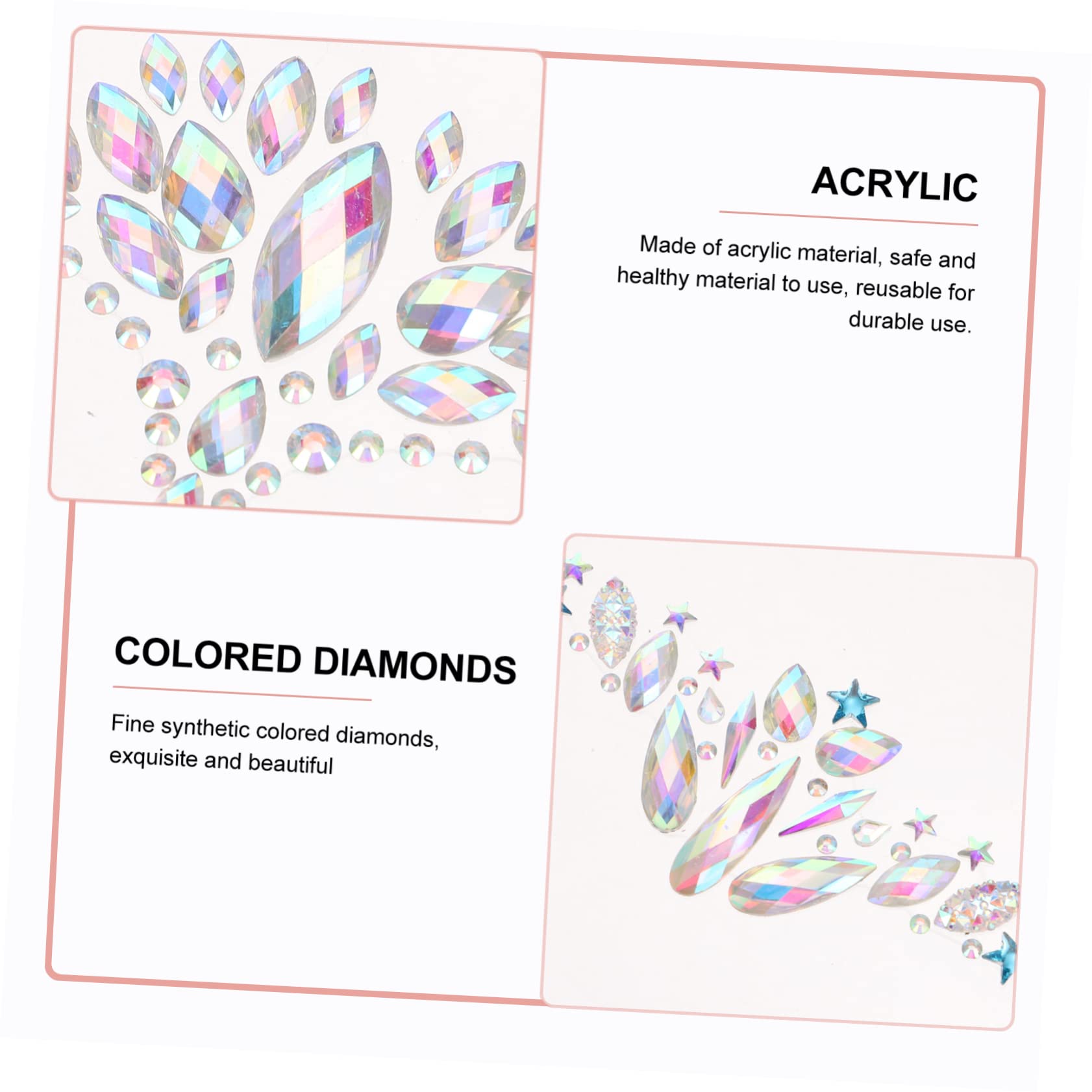 Didiseaon 16fogli Face Gems Stickers Adesivi Brillantini Per e Decorazioni Riutilizzabili Per Matrimonio e Costume Party