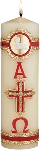 Lamb of God - Vela pascual suministros de la iglesia católica, decoración del santuario del espacio de oración para el hogar, velas de pilar sin