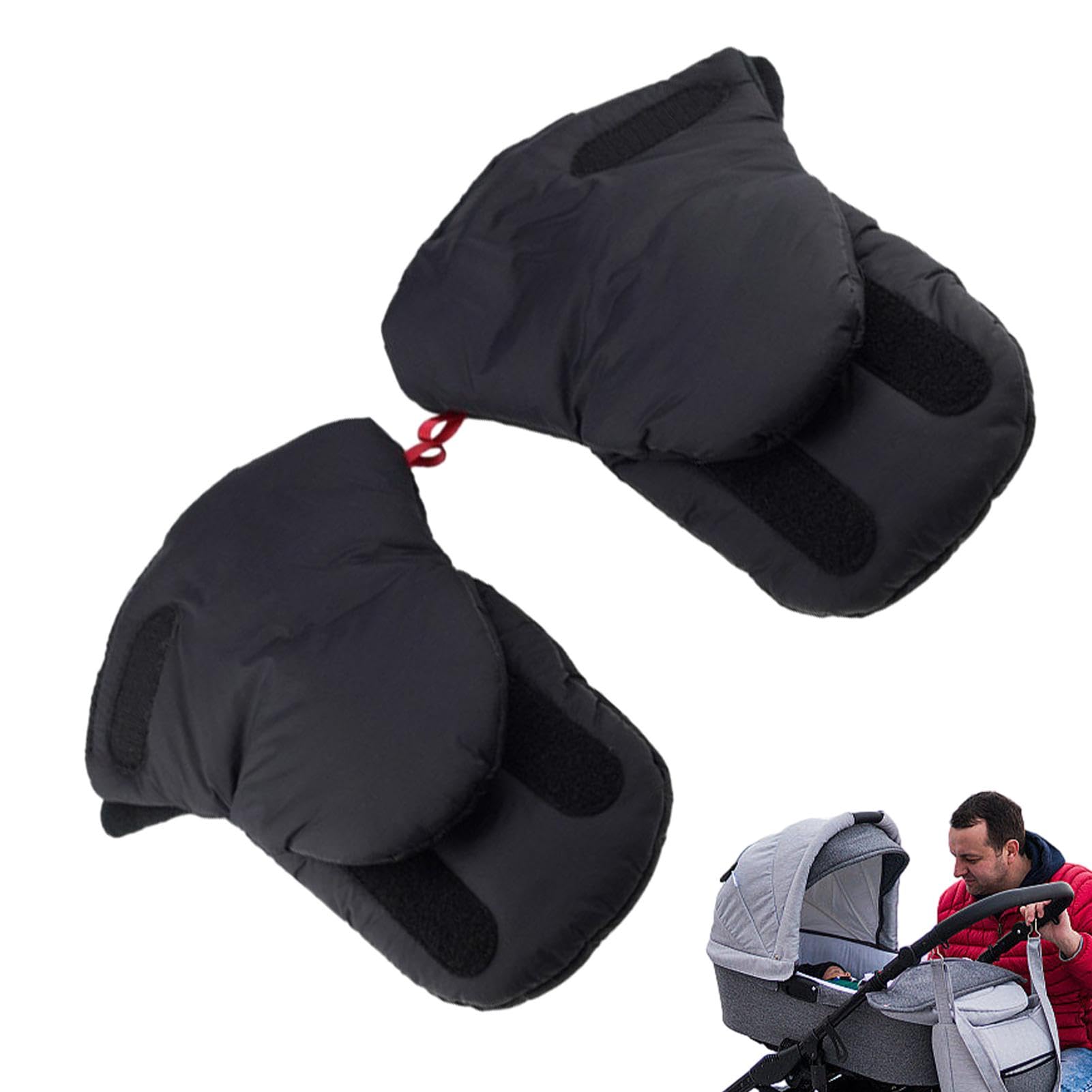 Guantes para cochecito, guantes de forro polar extragruesos para accesorios de cochecito, puños cálidos para carrito de golf, equipo de protección ideal para el invierno para padres en movimiento