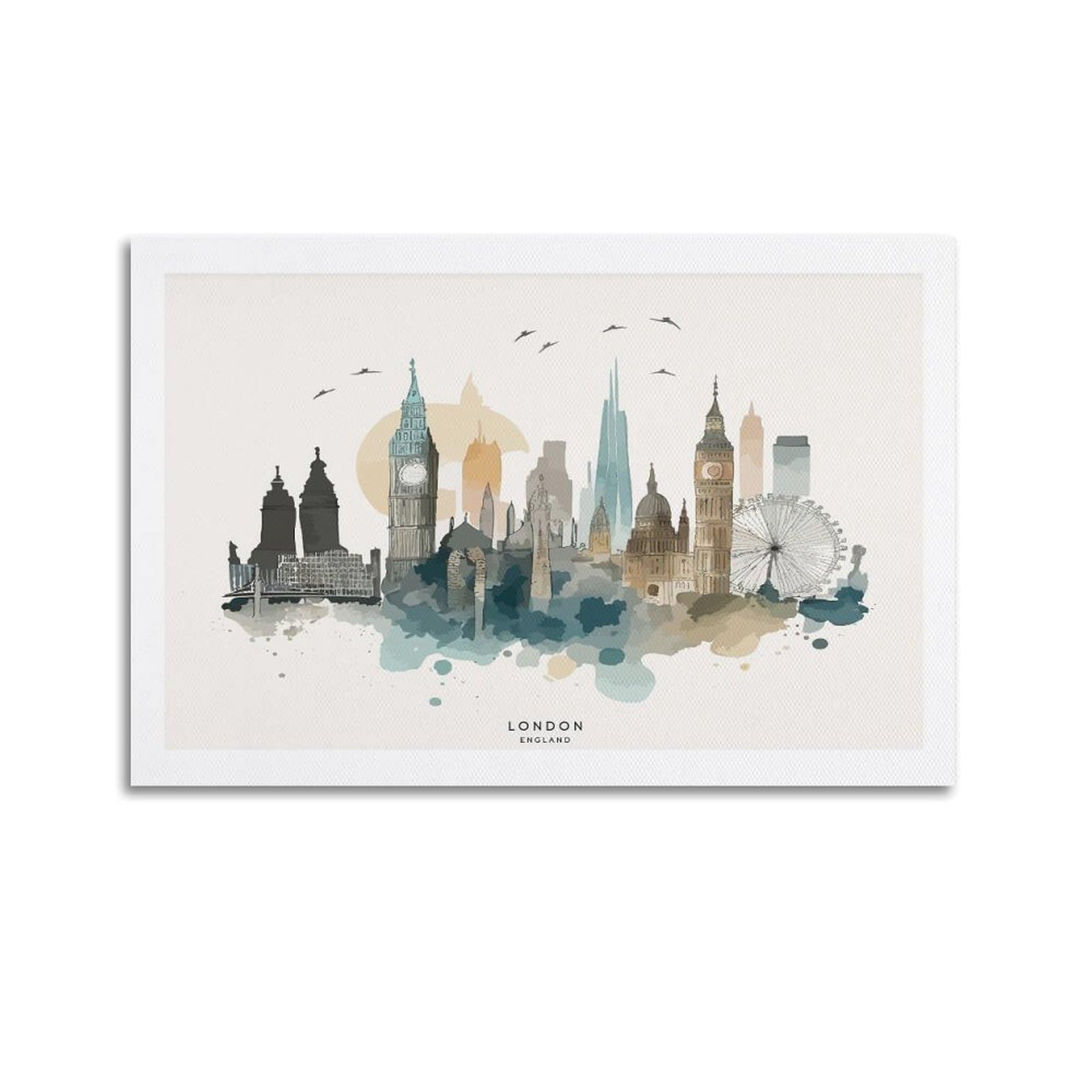 xiaoxiaoshen London Skyline Cityscape Canvas Poster Wall Art Prints Room Aesthetic Murals Bedroom And Living Decorations 20x30inch(50x75cm)