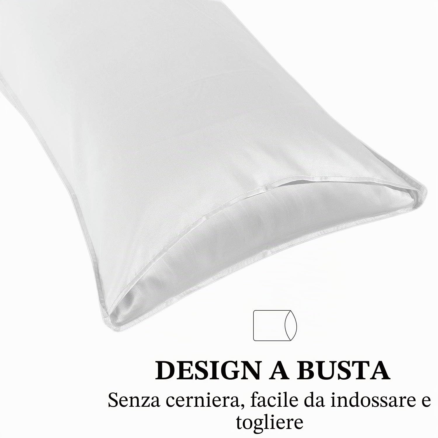 Federa in seta naturale di gelso 20 momme, 2 pezzi, 100% seta di Murier Federa per cuscino benefici capelli e pelle con chiusura della busta (50 x 75 cm, bianco)