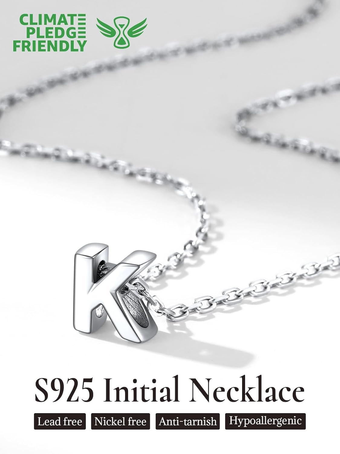 SILVERCUTE Valentines Day Gifts for Her - Small 925 Sterling Silver Initial Necklace for Women,Tiny Silver Initial Pendant Tiny Letter Necklace with Adjustable Chain,16"-18" - Image 6