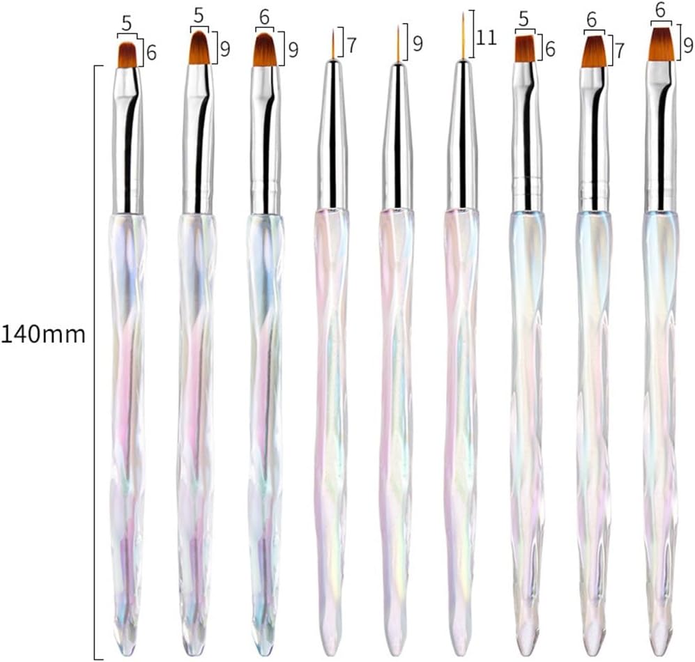 Gradient Ice Pole Nail Pen Crystal Pen Thread Pen Curl Brush Crystal Light Therapy Pen Nail Set