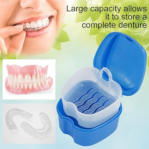 Miniatura 10 de SAEHAEYEE Estuche de dentadura para dentadura postiza, caja de almacenamiento de dientes falsos con cesta de enjuague, caja de almacenamiento