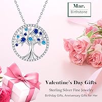 Vista 2 de Collar de árbol de la vida para mujer, collar de perlas esmeralda piedras natales de mayo, junio, para esposa, mamá, regalos de cumpleaños