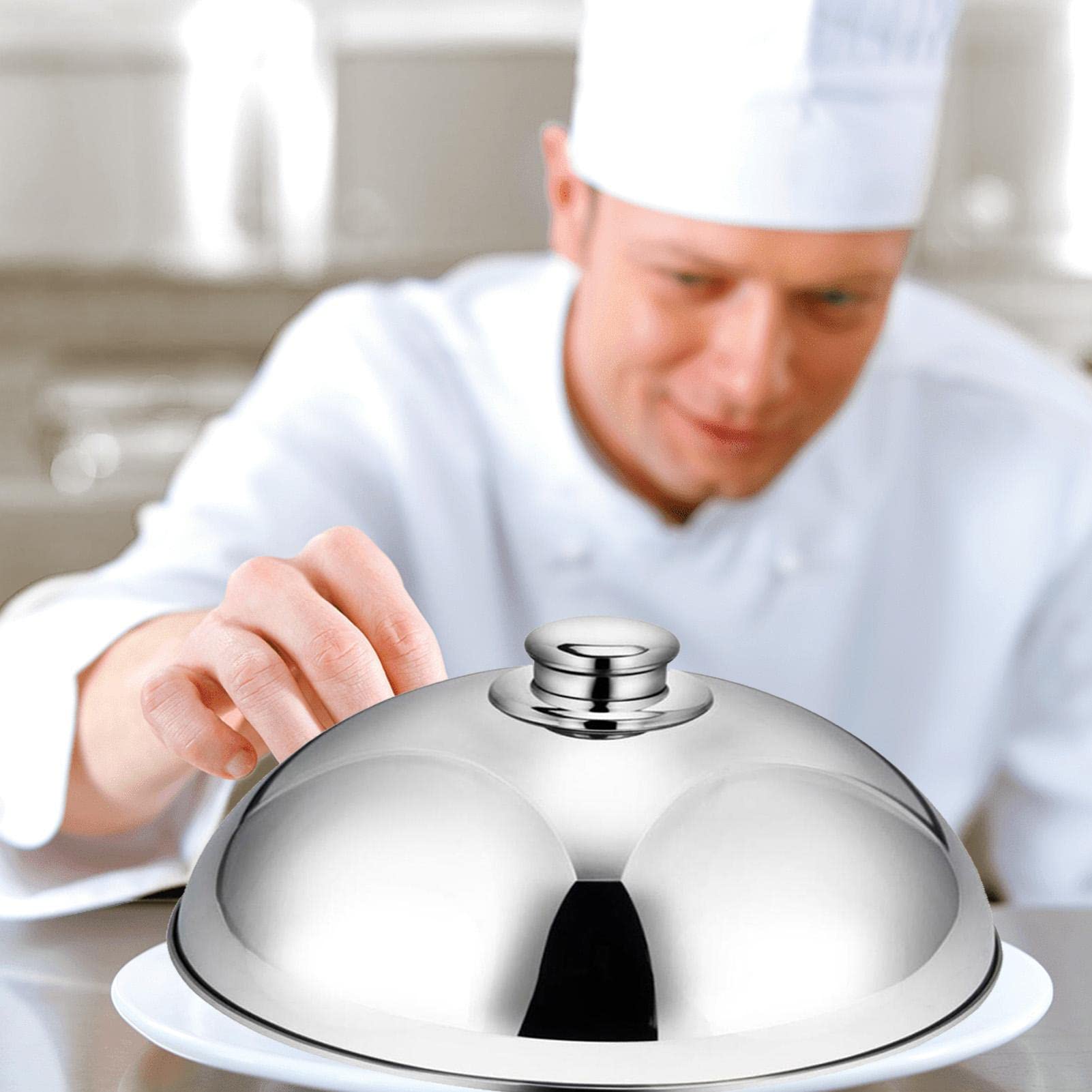 Cloche à Burger En Acier Inoxydable - Dôme Culinaire 31x31x11,5 Cm - Pour Barbecue, Plancha, Cuisson - Anti-éclaboussures