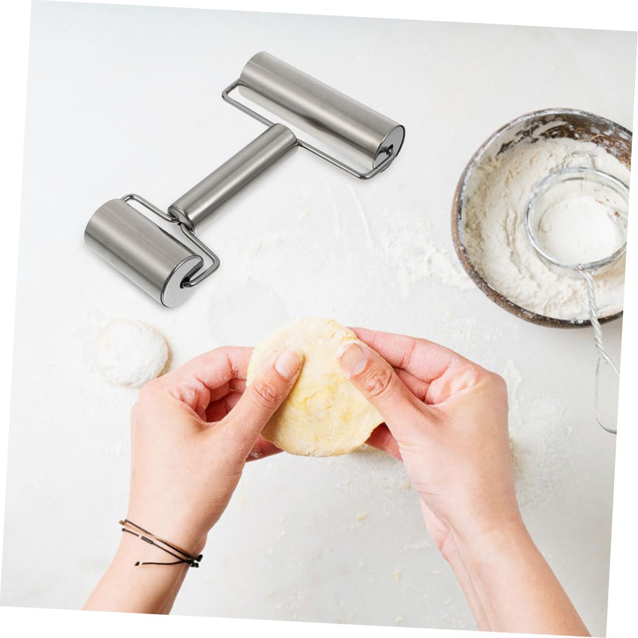 Équipement de boulangerie, rouleau à pâtisserie, ustensiles de cuisine antiadhésifs, 2 bâtons de pâtisserie en acier inoxydable, surface lisse, argent
