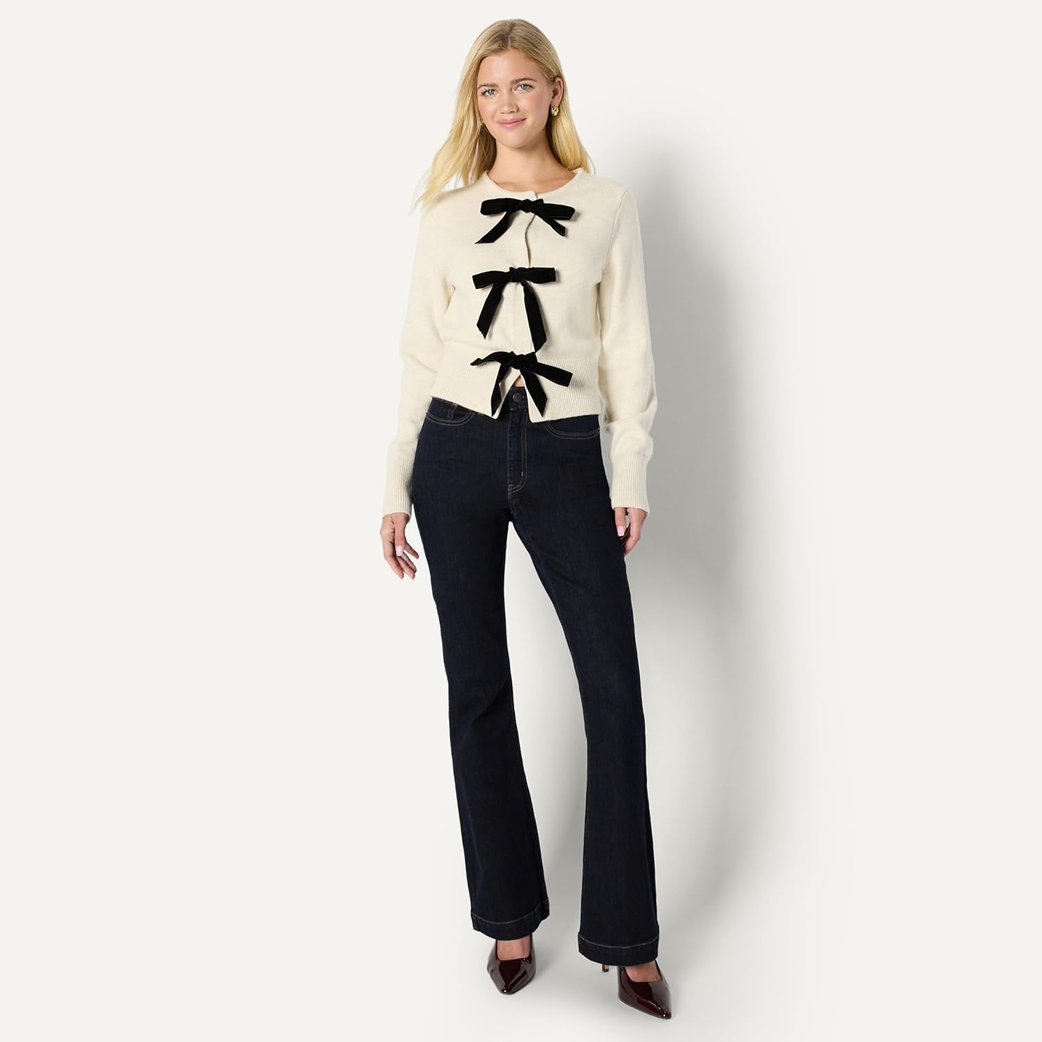 Amazon Essentials (Demi's Pick) Women's Regular-Fit Long-Sleeve Tie Front Cardigan with Bows - Image 5