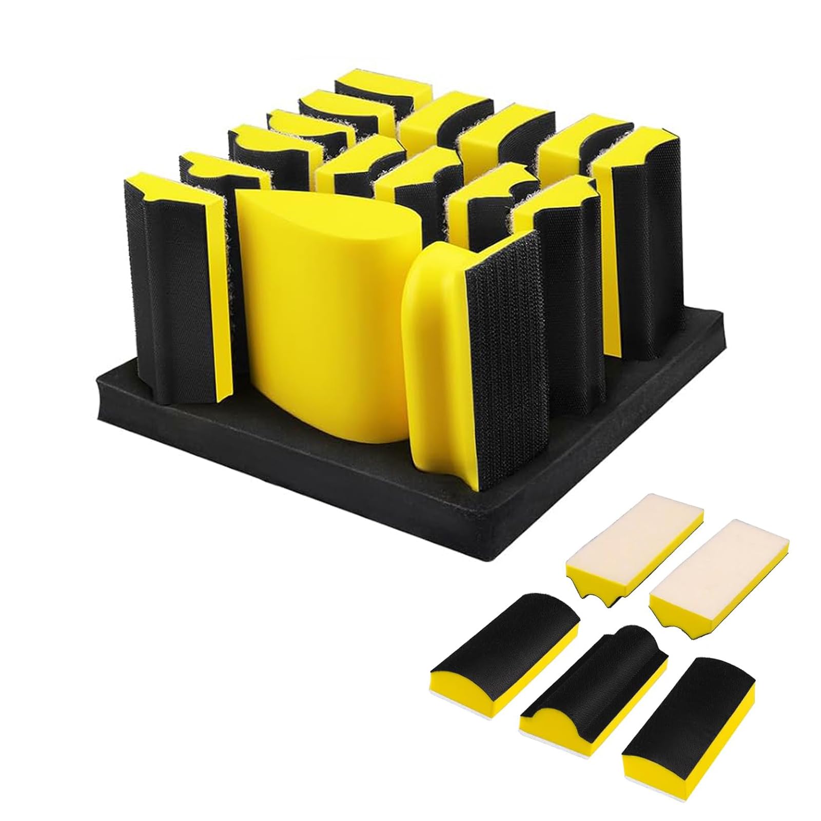 Handschleifblock, mit Set 16-Teilig, Manueller Schleifklot,mit Konturiertem