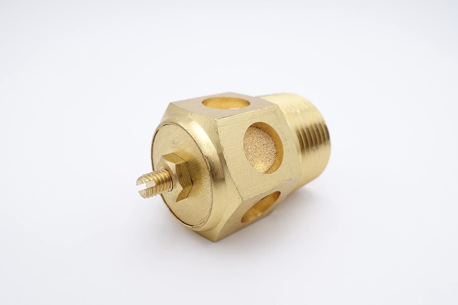 BD Pneumatic Air Muffler, Sintered Bronze Brass, 1" Male NPT, Globe Valve, Compressed Air Muffler