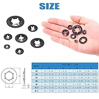Vista 3 de Glarks Kit surtido de 280 piezas de arandelas de bloqueo de bloqueo de bloqueo de dientes internos Starlock
