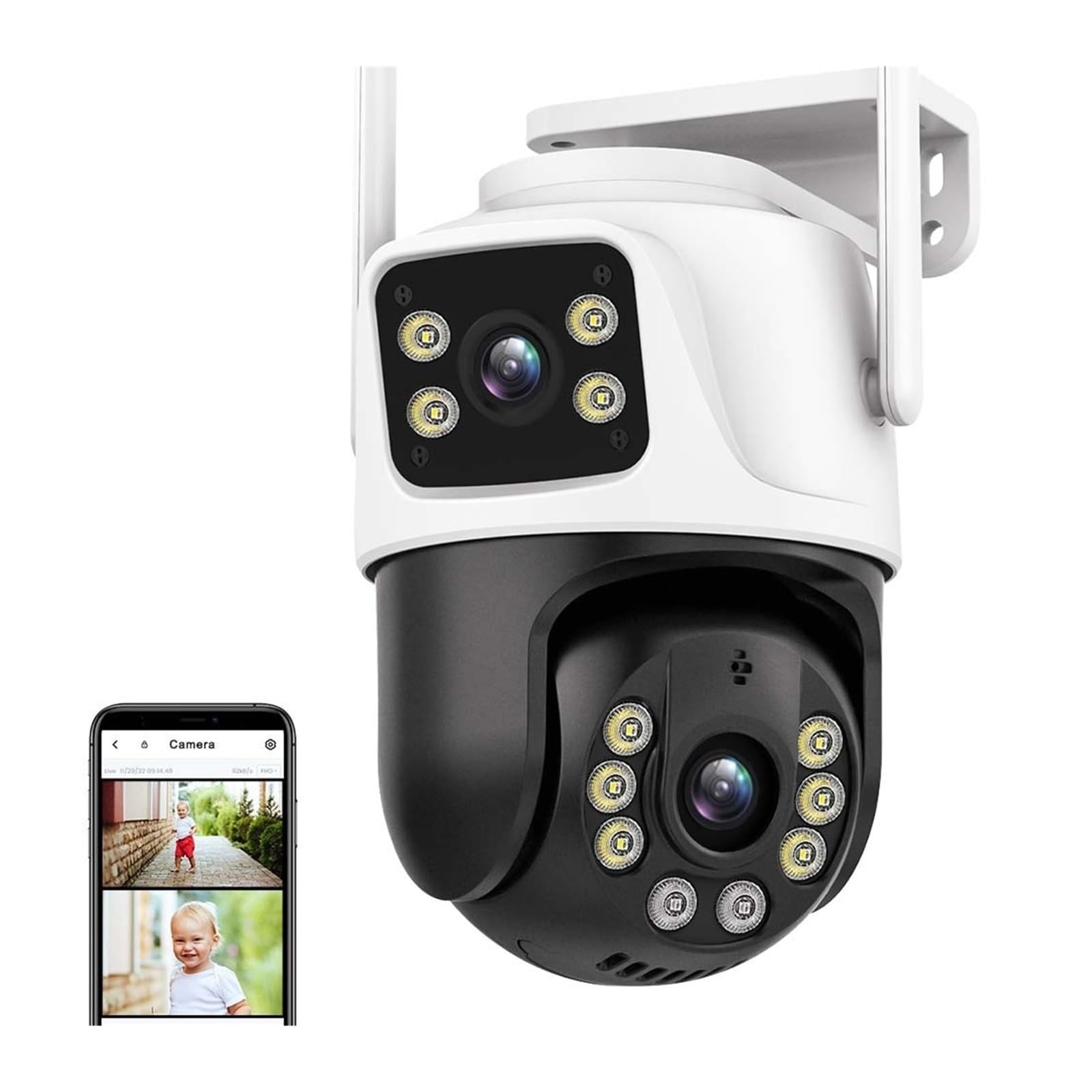 Kamera bezpieczeństwa zewnętrzna, Kamera IP 4K 8MP PTZ Zewnętrzna kamera IP z dwoma obiektywami Wykrywanie ludzi AI Śledzenie Bezpieczeństwo Kamery zabezpieczające Nadzór CCTV Kamera bezpieczeństwa do