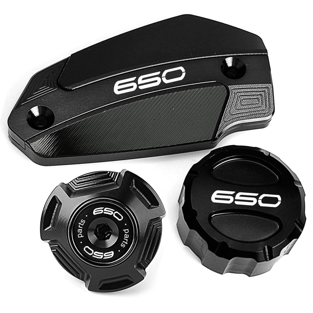 Für KAWASAKI Z650 Z 650 RS Ninja650 ninja 650 2017-2025 Versys650 Aluminium Zubehör Motorrad Vorne Hinten Abdeckung des Bremsflüssigkeitsbehälters Motoröl-Einfülldeckel Beschützer (Schwarz)