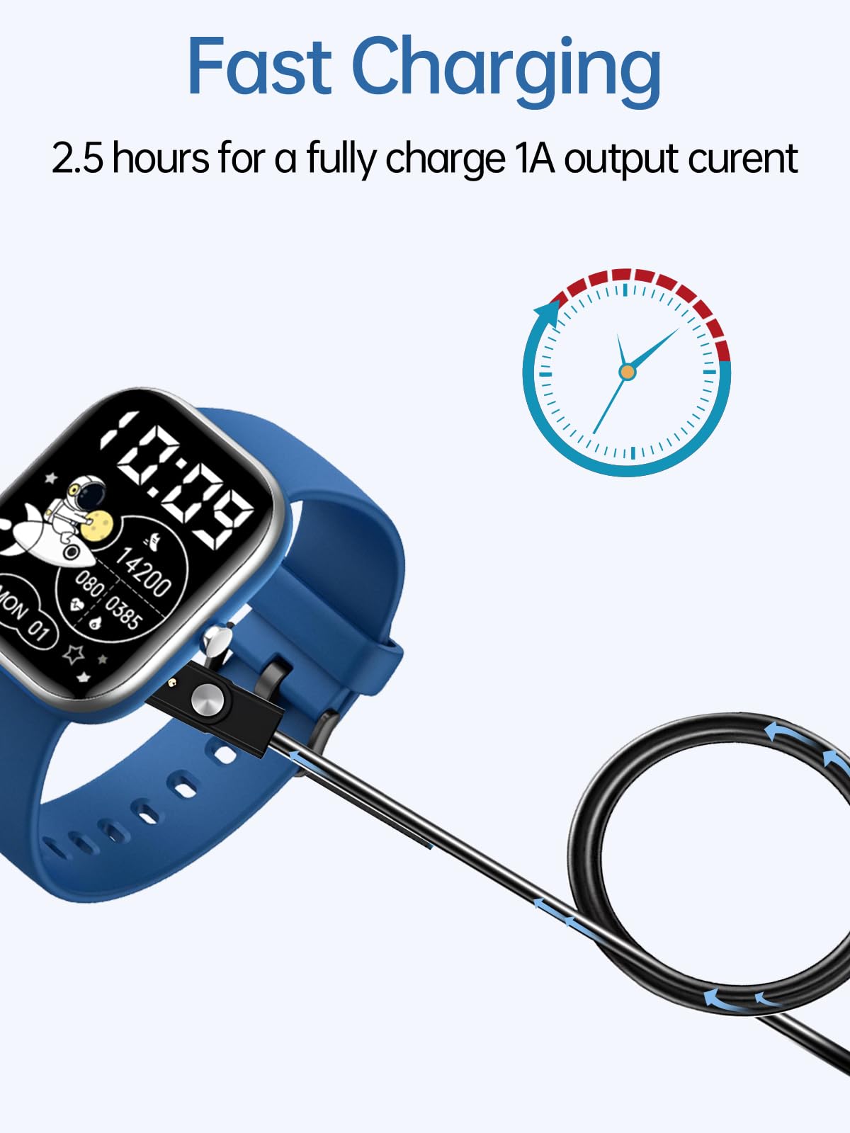 Ladekabel für Nyonio H97 Smartwatch für Kinder mit Fitness-Tracker, magnetisches USB-Ladekabel, Ersatz-Ladegerät, kompatibel, 2 Stück