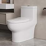Deer Valley One Piece Toilet, DV-1F026 Elongated Toilet with Powerful Dual Flush 0.8/1.28 GPF, Soft-Close Seat, Standard Height, Easy-Clean Skirted Design, 12